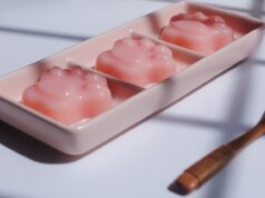 three pink jelly foods